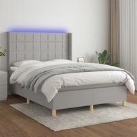 Boxspring met matras en LED stof lichtgrijs 140x200 cm