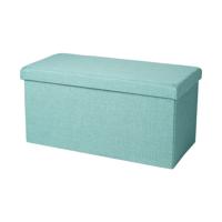 Hocker zit bankje - poef XXL - opbergbox - aqua blauw - polyester/mdf - 76 x 38 x 38 cm - opvouwbaa