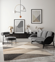 Vloerkleed Thales, modern, laagpolig, voor woonkamer, slaapkamer, contour, geometrische patronen, golvend patroon, beige-80x140 cm