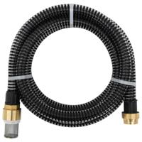 VidaXL Zuigslang met messing koppelingen 1,1&apos;&apos; 7 m pvc zwart