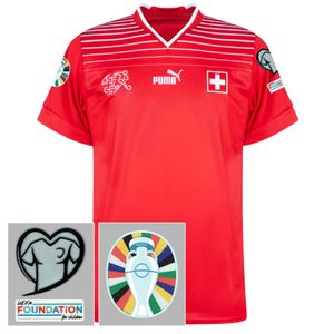 Zwitserland Shirt Thuis 2022-2023 + EK 2024 Kwalificatie Badges