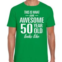 Awesome 50 year / 50 jaar cadeau t-shirt groen heren - thumbnail