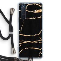 Gouden marmer: Sony Xperia 5 II Transparant Hoesje met koord