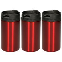 3x Warmhoudbekers metallic/warm houd bekers rood 320 ml