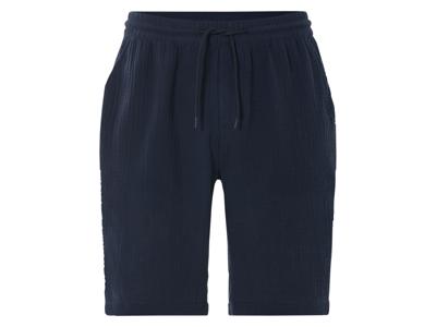 LIVERGY Korte mousseline heren broek (Marineblauw, L)