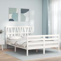 Bedframe met hoofdbord massief hout wit 120x200 cm
