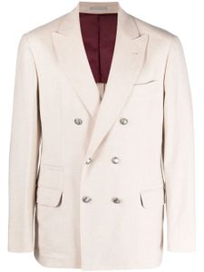 Brunello Cucinelli blazer croisé à revers pointus - Tons neutres