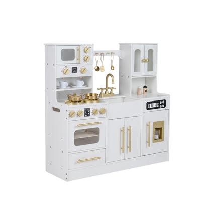 Speelkeuken Voor Kinderen Houten Speelset Speelgoedkeuken Met Accessoires-Wit