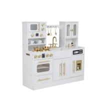 Speelkeuken Voor Kinderen Houten Speelset Speelgoedkeuken Met Accessoires-Wit