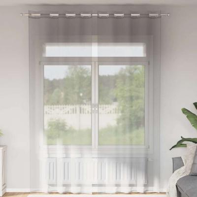 Gordijnen voile met doorvoertules 2 st 140x300 cm lichtgrijs