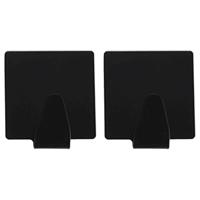 Excellent houseware ophang haakjes - zelfklevend - vierkant - zwart - 6x stuks - rvs