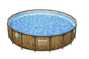 Bestway - Power Steel Swim Vista - Opzetzwembad inclusief filterpomp en accessoires - 549x122 cm - Houtprint - Rond