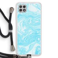 Waterverf blauw: Samsung Galaxy A22 4G Transparant Hoesje met koord