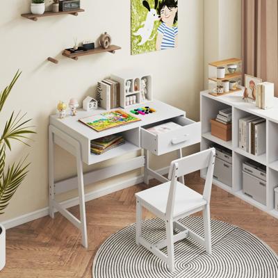 Kinderbureau met Stoel Kinderbankset van Hout Kinderbureau met Lade &Amp Plank Wit