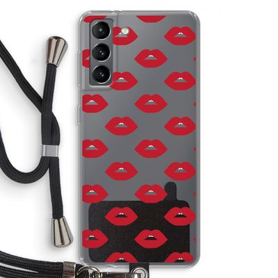Lips: Samsung Galaxy S21 Transparant Hoesje met koord