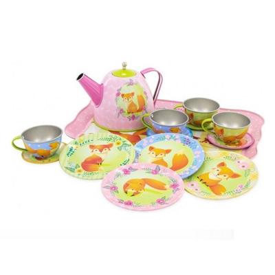 Simply For Kids tinnen theeservice vos in koffer 15-delig