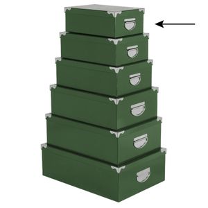 5Five Opbergdoos/box - 2x - groen - L28 x B19.5 x H11 cm - Stevig karton - Greenbox