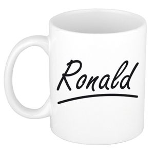 Naam cadeau mok / beker Ronald met sierlijke letters 300 ml