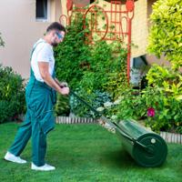 Graswals Metaal 113 L Handroller met Handvat Tuinwals Ø 40 cm Vulbaar met Water/Zand Zware Trommel Graswals Trommel