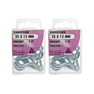 Deltafix Schroefogen - 14x - verzinkt metaal - 25 x 12 mm - ijzerwaren