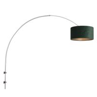 Steinhauer Wand Booglamp Sparkled RVS met groen velourse kap 8145ST