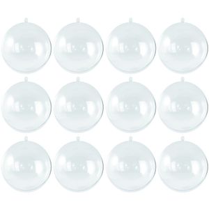 12x Transparante hobby/DIY kerstballen 8 cm