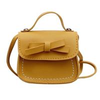 Bowknot PU lederen mini baby meisjes casual Messenger tas Coin Purse kinderen kleine Clutch Bags eenvoudige Schoudertas (geel)