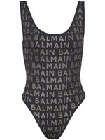 Balmain maillot de bain sans manches à logo imprimé - Noir - thumbnail