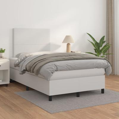 Boxspring met matras kunstleer wit 120x200 cm