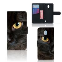 Nokia 1 Plus | Telefoonhoesje | Met pasjeshouder | Zwarte Kat