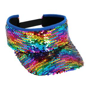 Verkleed zonneklep/sunvisor - voor volwassenen - Glitter regenboog - Carnaval/festival