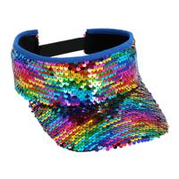 Verkleed zonneklep/sunvisor - voor volwassenen - Glitter regenboog - Carnaval/festival