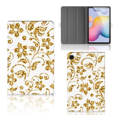 Samsung Galaxy Tab S6 Lite | S6 Lite (2022) Tablet Cover Gouden Bloemen Samsung Galaxy Tab S6 Lite | S6 Lite (2022) Tablet Cover Gouden Bloemen