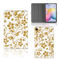 Samsung Galaxy Tab S6 Lite | S6 Lite (2022) Tablet Cover Gouden Bloemen