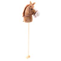 Pluche stokpaardje met geluid - lichtbruin - 98 cm - Paarden / pony speelgoed