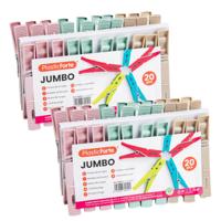 Plasticforte Wasknijpers XL - 40x stuks - pastel kleuren mix - kunststof - 10 cm - Was ophangen