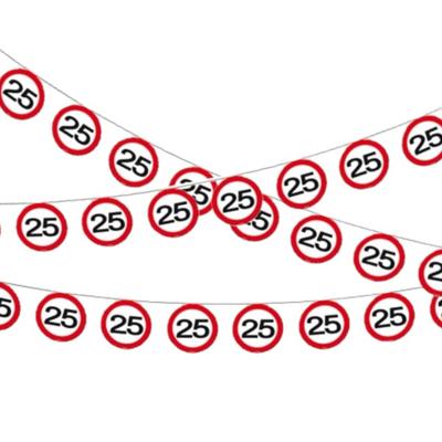 2x Vlaggenlijn versiering 25 jaar verkeersborden 10 meter