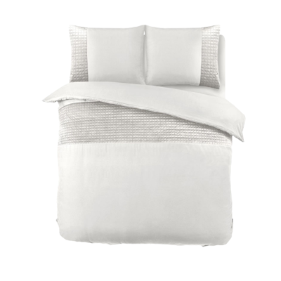 Dekbedovertrek Velvet Band - Lits-Jumeaux (240x220 Cm) - Wit Microvezel - Effen - Sleeptime - Dekbed-Discounter.nl