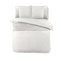 Dekbedovertrek Velvet Band - Lits-Jumeaux (240x220 Cm) - Wit Microvezel - Effen - Sleeptime - Dekbed-Discounter.nl