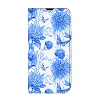 Smart Cover voor iPhone 13 Pro Max Flowers Blue - thumbnail