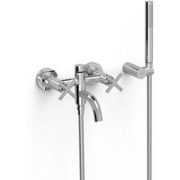Badkraan Tres Mont Blanc | Opbouw | Mengkraan | Incl.Handdoucheset | 2-weg | hoh 15 cm | 2-hendels | Rond | Chroom
