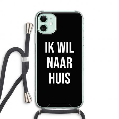 Ik wil naar huis - Zwart: iPhone 11 Transparant Hoesje met koord