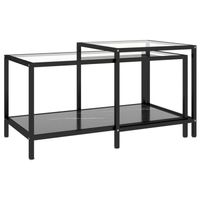 The Living Store Salontafel Industrieel - Gehard Glas - Gepoedercoat Staal - 90x45x45cm - 50x50x50cm - thumbnail