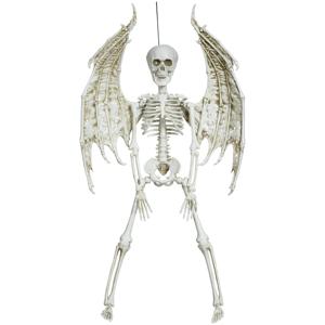 Decoratie skelet pop - met vleugels - 46 cm - hangend - kunststof - Halloween/horror versiering