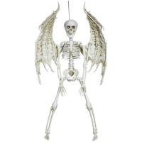 Decoratie skelet pop - met vleugels - 46 cm - hangend - kunststof - Halloween/horror versiering