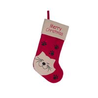Kerstsok rood voor de kat/poes 19 cm kerstversiering/kerstdecoratie voor huisdieren - thumbnail