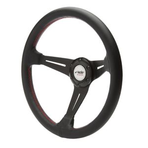 Simoni Racing Sportstuur Class 350mm - Zwart Leder + Rode stiksels (Deep Dish - 60mm) SRCLASS