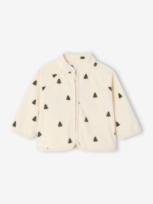 Babyvestje met rits van bedrukte fleece beige