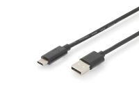 Digitus USB-kabel USB 2.0 USB-C stekker, USB-A stekker 3.00 m Zwart Afgeschermd (dubbel), Stekker past op beide manieren AK-300148-030-S