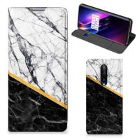 OnePlus 8 | Standcase | Marmer Wit Zwart - Origineel Cadeau Man OnePlus 8 | Standcase | Marmer Wit Zwart - Origineel Cadeau Man